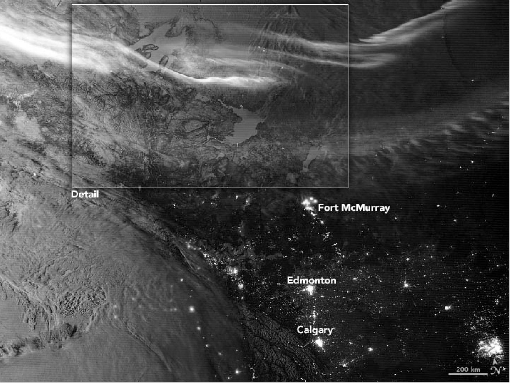 Figure 27: This image was acquired on 4 February by VIIRS on Suomi NPP (image credit: NASA Earth Observatory, image by Joshua Stevens, using VIIRS day-night band data from the Suomi National Polar-orbiting Partnership. Text by Michael Carlowicz)
