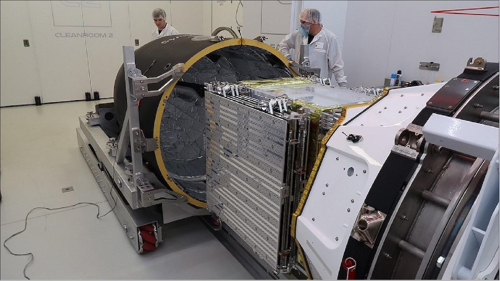 Figure 4: Synspective’s StriX-α satellite is encapsulated inside Rocket Lab’s payload fairing before launch (image credit: Rocket Lab)