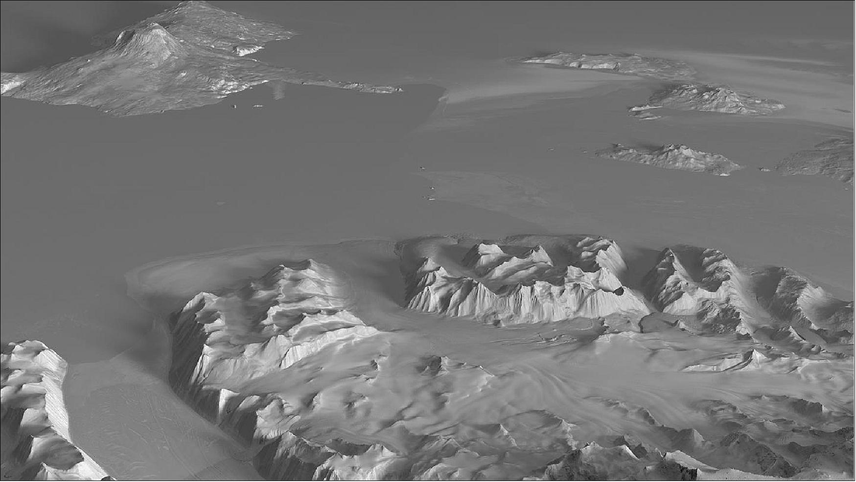 Figure 44: TSX/TDX terrain image of Mount Erebus in Antarctica (image credit: DLR)