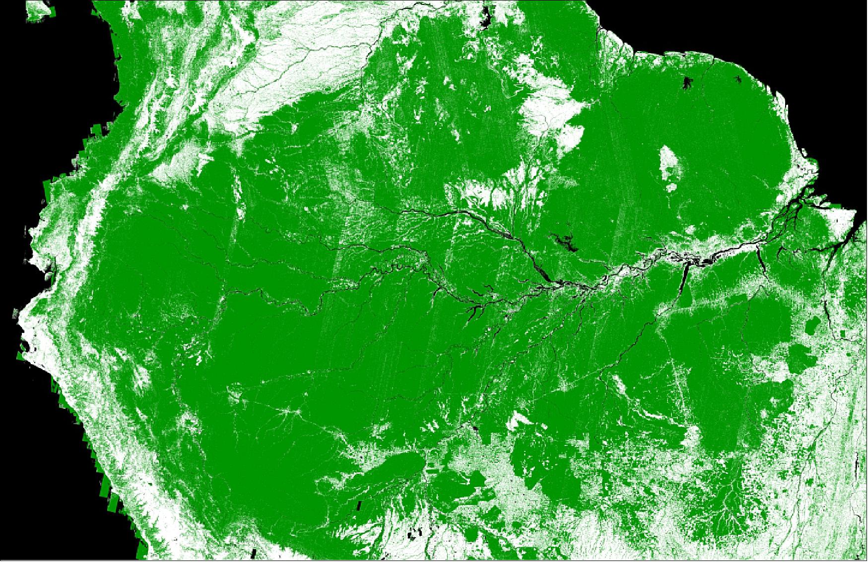Figure 37: TanDEM-X Forest/Non-Forest Map example over the Amazon Rainforest (image credit: DLR)
