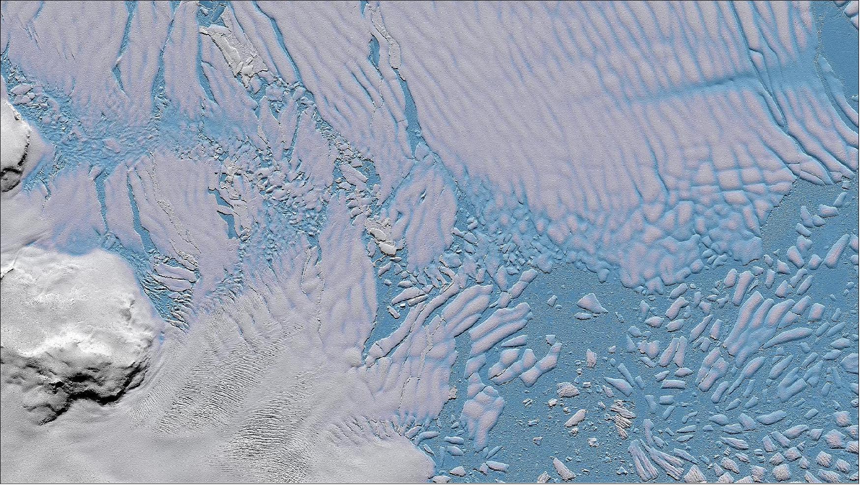 Figure 20: TanDEM-X elevation model -brittle ice shelf of the Thwaites Glacier (image credit: DLR, CC-BY 3.0)