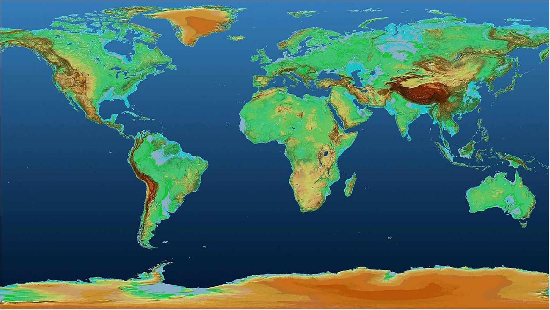 Figure 18: Global TanDEM-X DEM (Digital Elevation Model), image credit: DLR