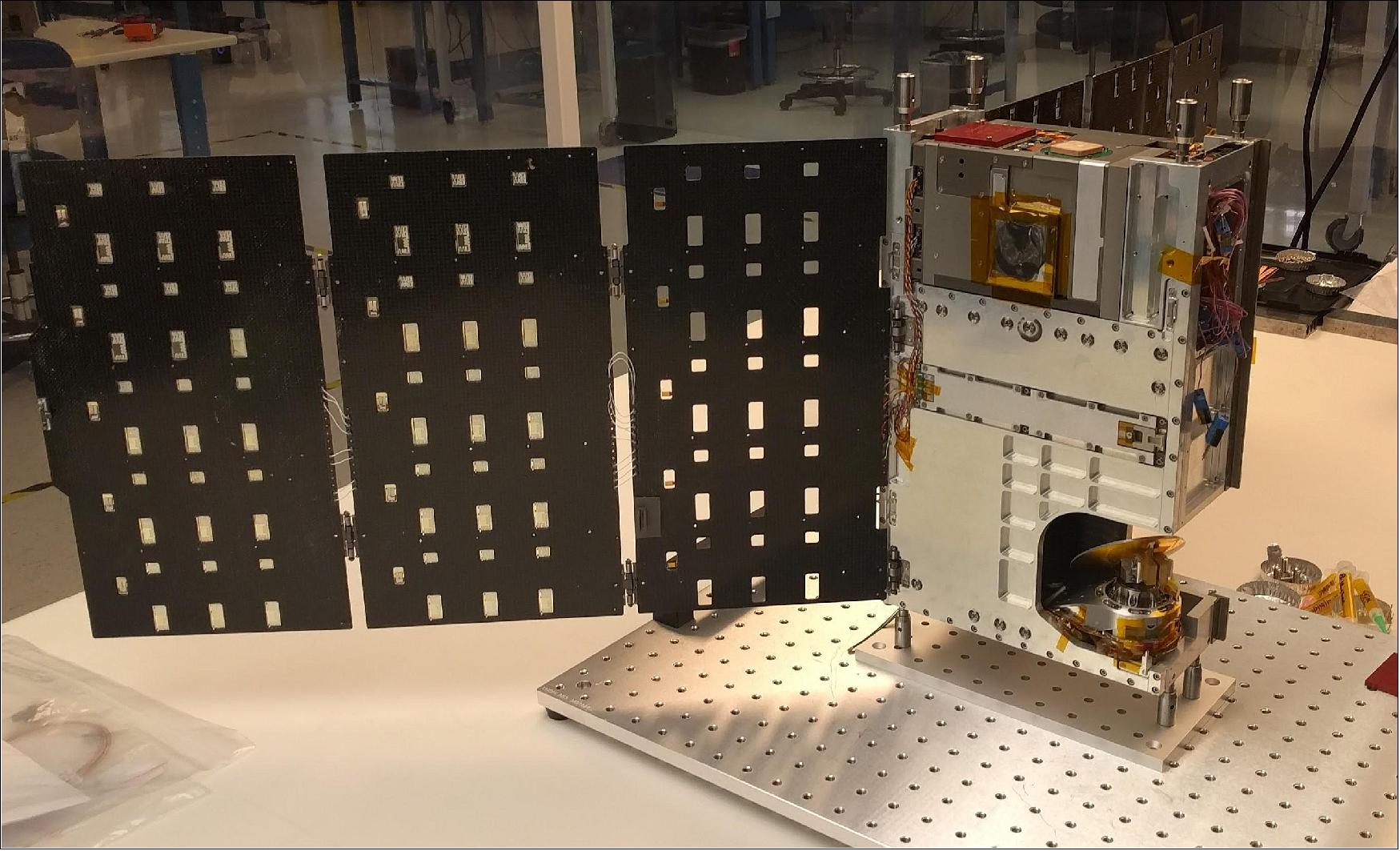 Figure 3: The TEMPEST-D satellite at Blue Canyon Technologies in Boulder, CO (image credit: Blue Canyon Technologies) 7)