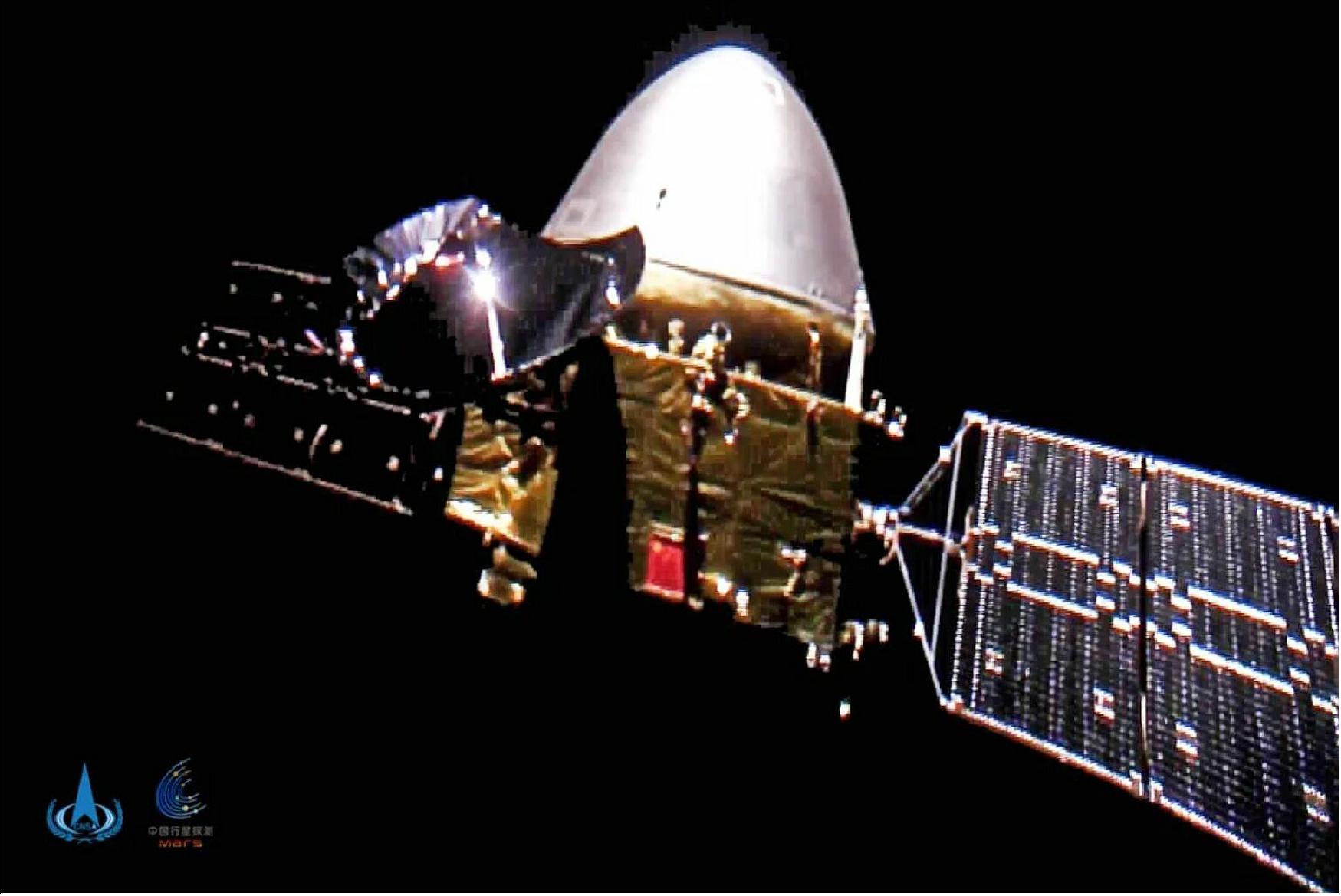 Figure 27: Tianwen-1 in deep space in October 2020, imaged by a detached camera (image credit: CNSA)