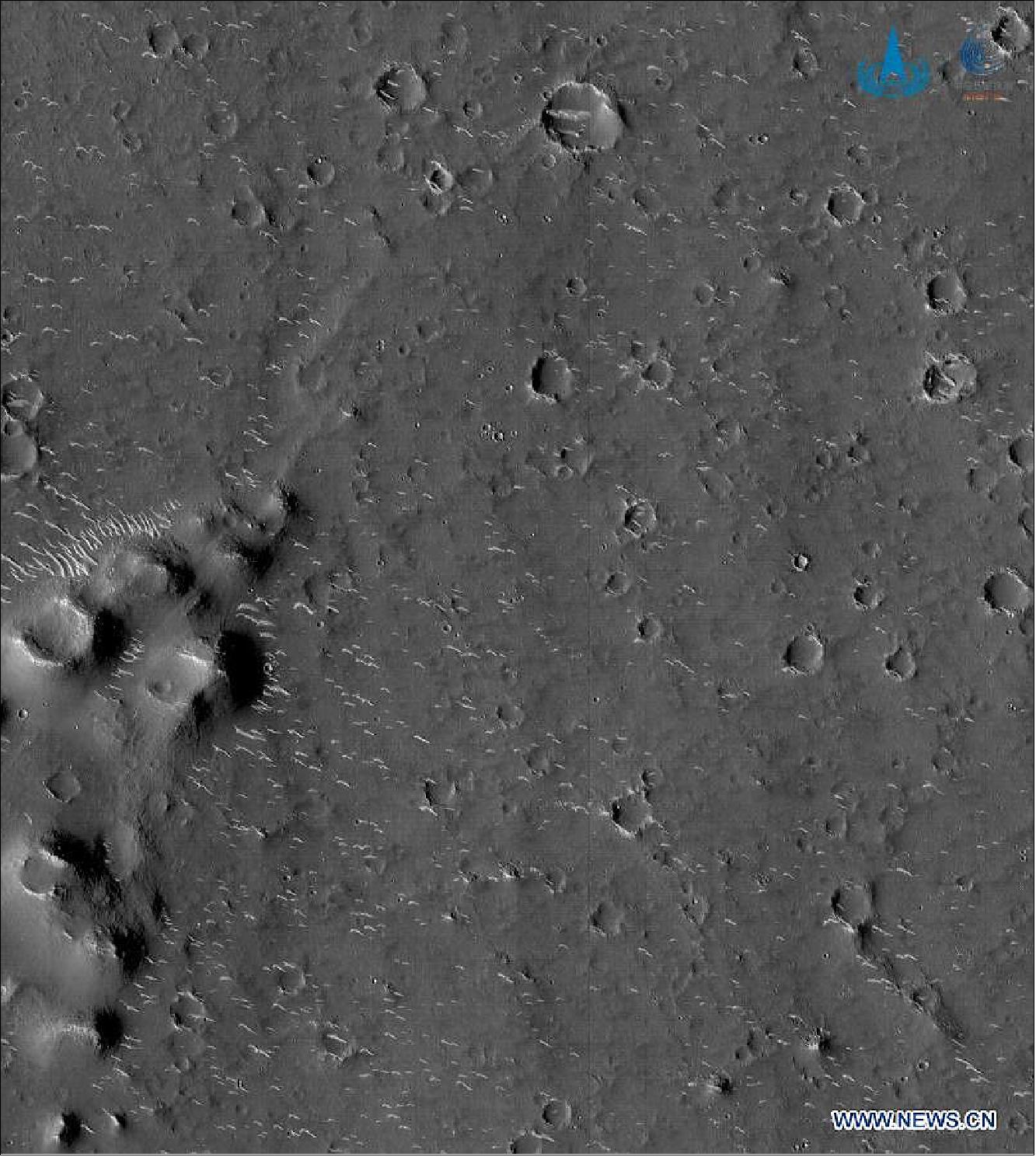 Figure 23: CNSA released on 4 March 2021 high-resolution panchromatic images of Mars captured by the country's Tianwen-1 probe (image credit: CNSA)
