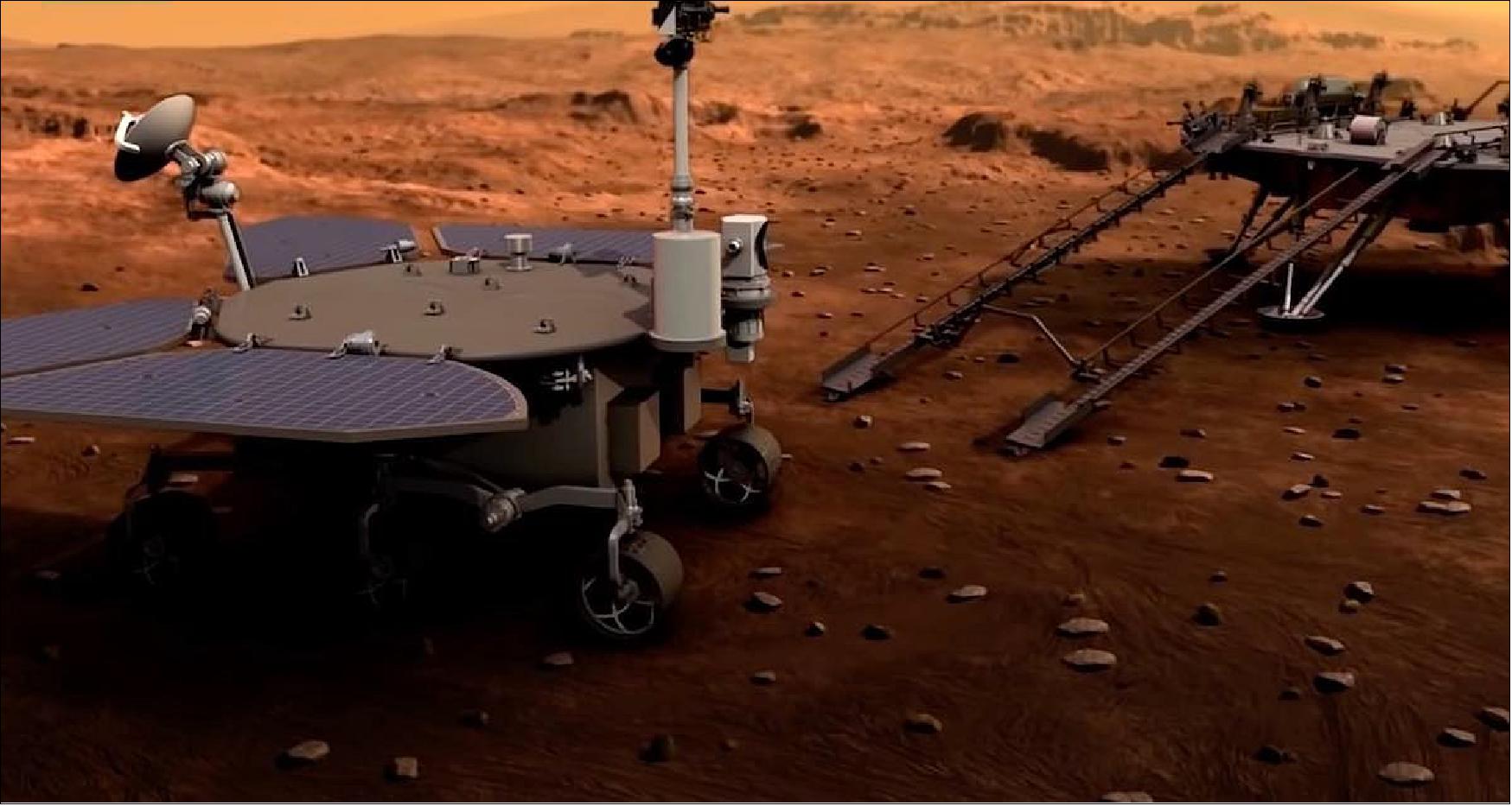 Figure 22: If all goes according to plan, the Zhurong rover will exit the landing platform down a ramp to begin driving around the unexplored landing site (image credit: CNSA, Spaceflight Now)