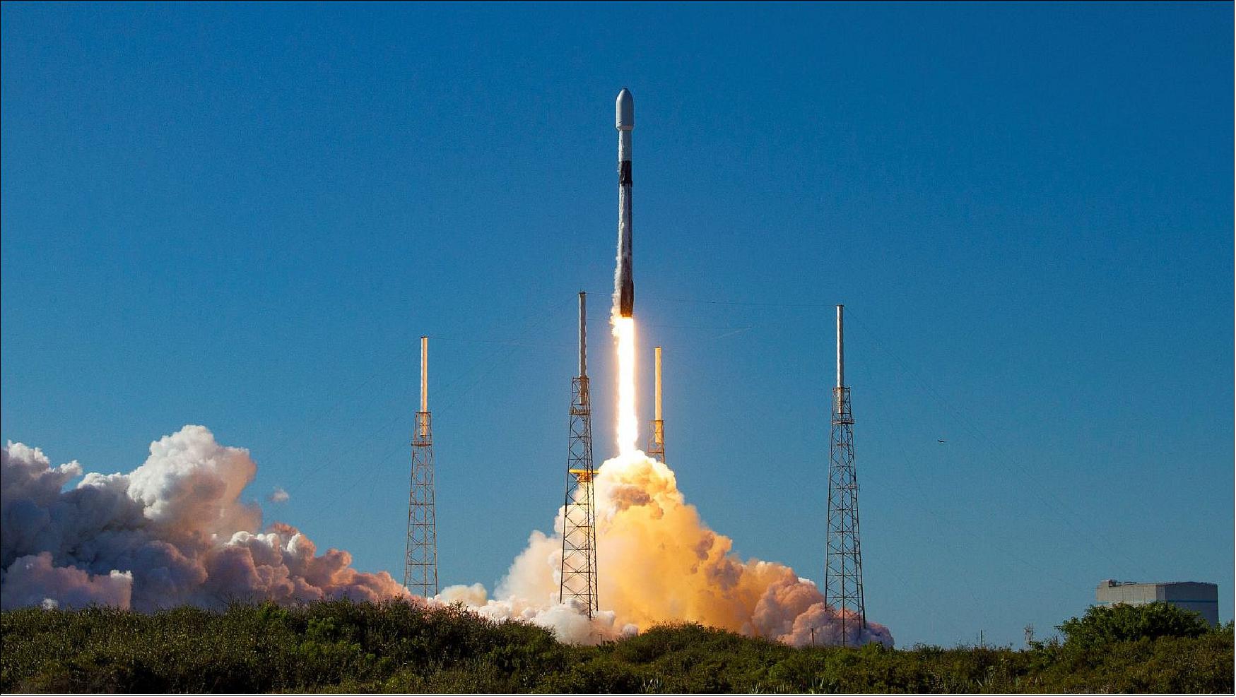 Figure 1: A Falcon 9 launches the Transporter-3 rideshare mission from Cape Canaveral, Florida (image credit: SpaceX)