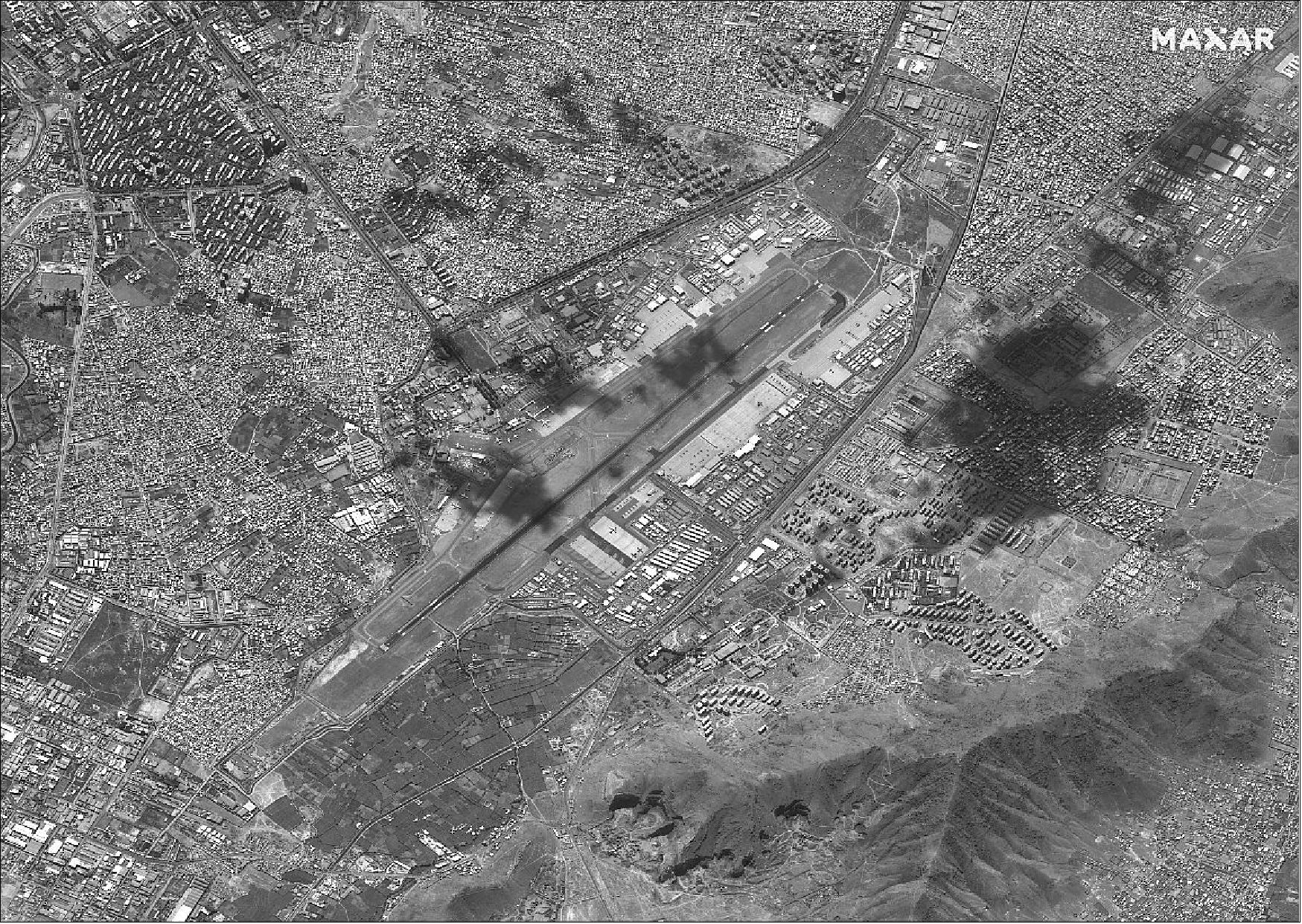Figure 4: Overview of Hamid Karzai International Airport, Afghanistan. Maxar collected new satellite imagery on August 19 of Kabul, including the Hamid Karzai International Airport (image credit: Maxar Technologies)